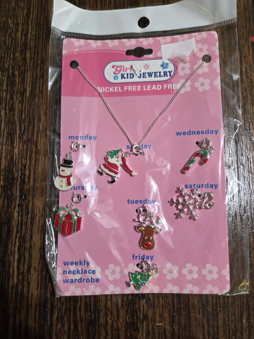 Holiday Charm Necklace Set - Pink
